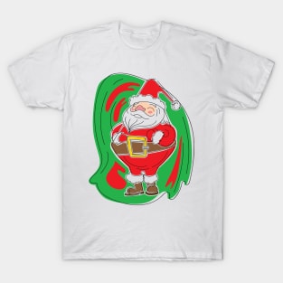 Abstract print art style Santa T-Shirt